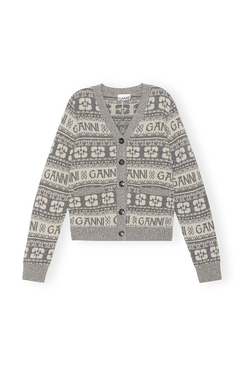 GANNI K1971 CARDIGAN FROST GRAY